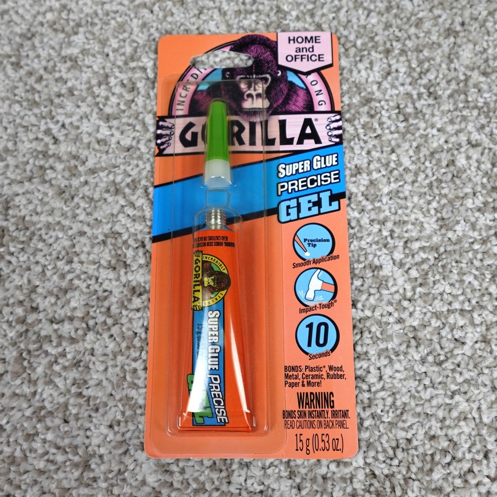 Gorilla Super Glue Precise Gel No Run Formula 15g 0.53oz Precision Tip 10 Second